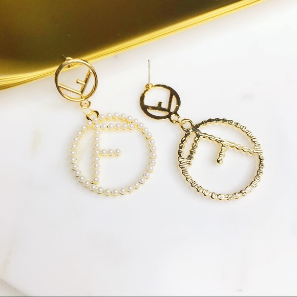 Pearl Letter Statement Drop Earrings - Picture 4 of 7